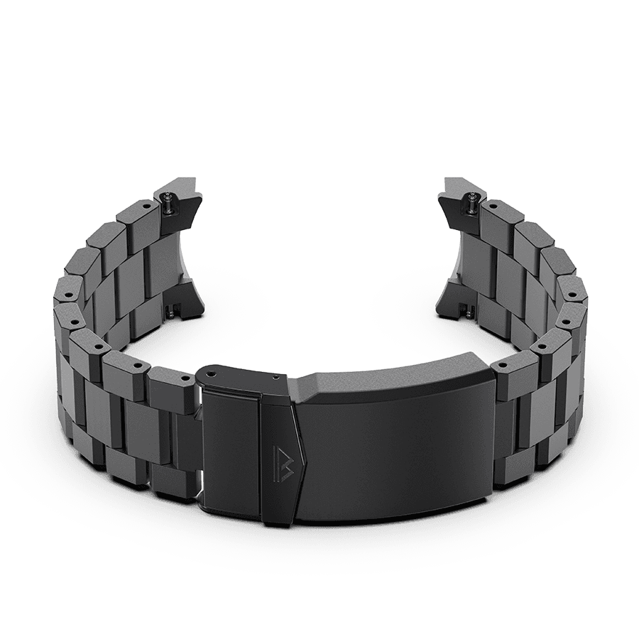 Carbon black Watch Steel Bracelet 20mm, with foldable Diver Clasp, DLC coated, bead blasted