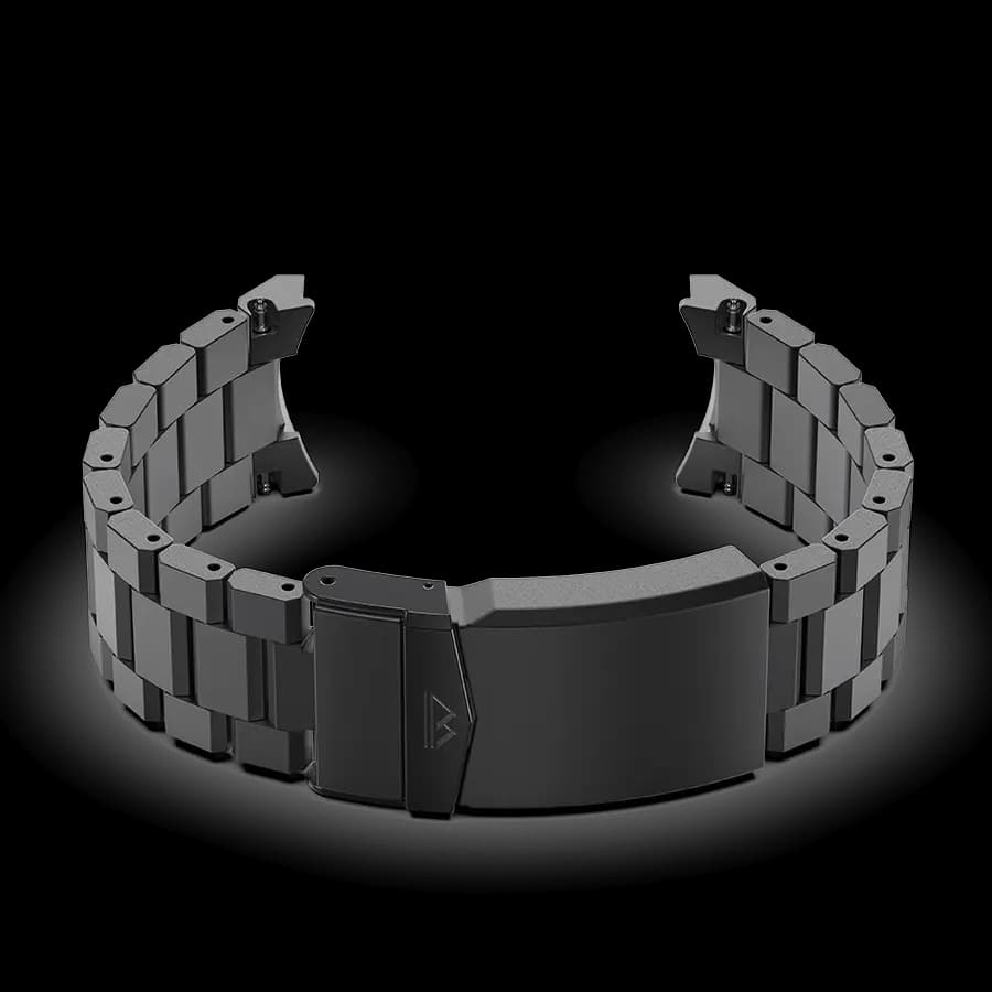 Carbon black Watch Steel Bracelet 20mm, with foldable Diver Clasp, DLC coated, bead blasted